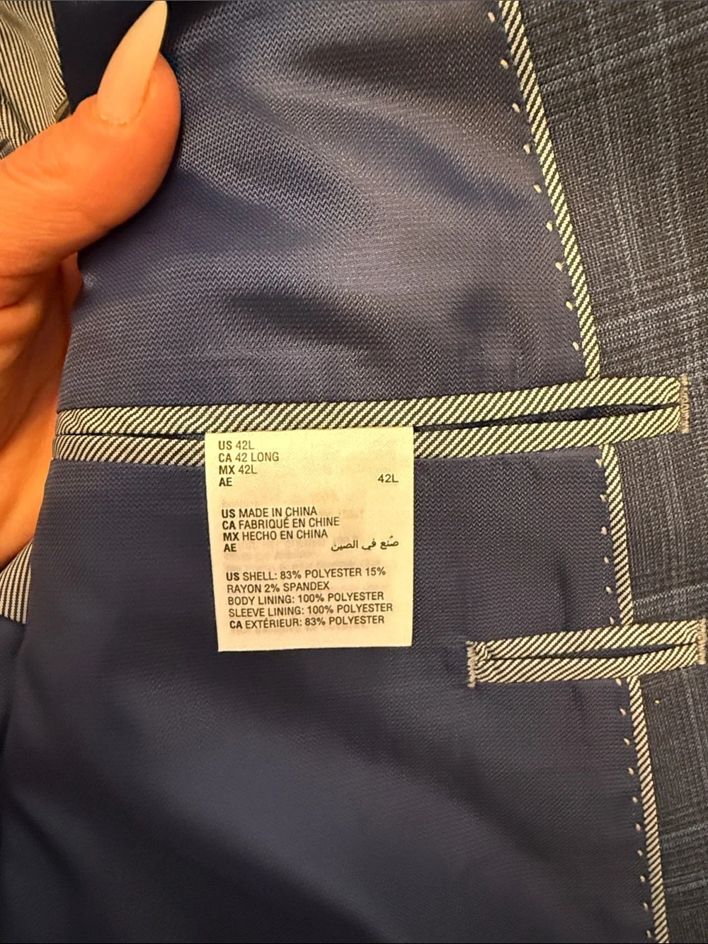 Alfani Navy Windowpane Sport Coat Blazer